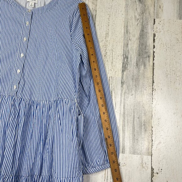 J. Crew Womens Dress S Blue Striped Stretch Cotton Poplin Tiered Button Front - Picture 13 of 13